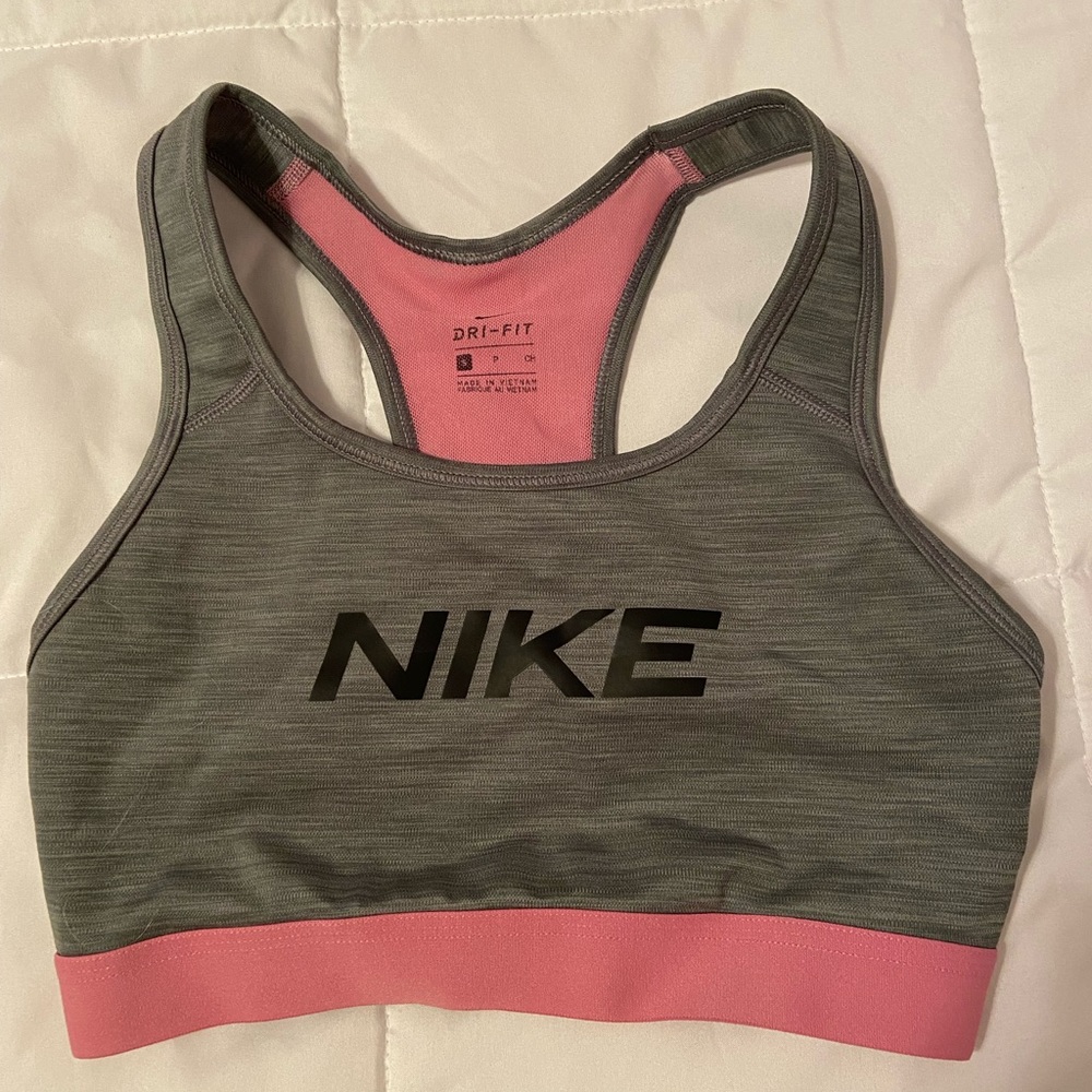 Nike Pink and Grey Sports Bra